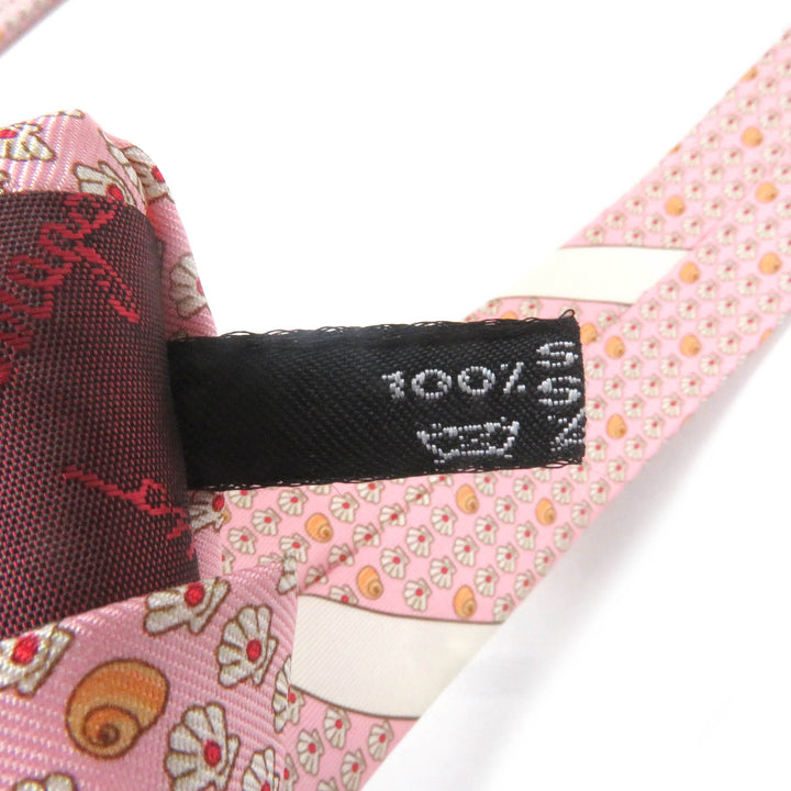 Pristine Salvatore Ferragamo tie Shell pattern wide tie pink silk mens