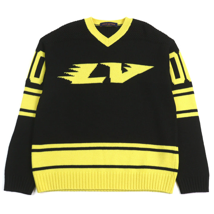 Great LOUIS VUITTON knit LV Intarsia football knit Amen Break logo embroidered S