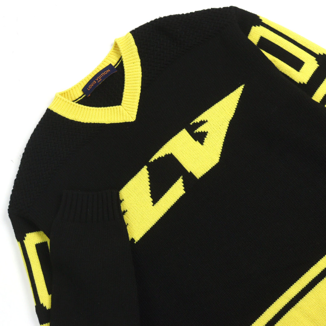 Great LOUIS VUITTON knit LV Intarsia football knit Amen Break logo embroidered S