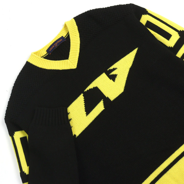 Great LOUIS VUITTON knit LV Intarsia football knit Amen Break logo embroidered S