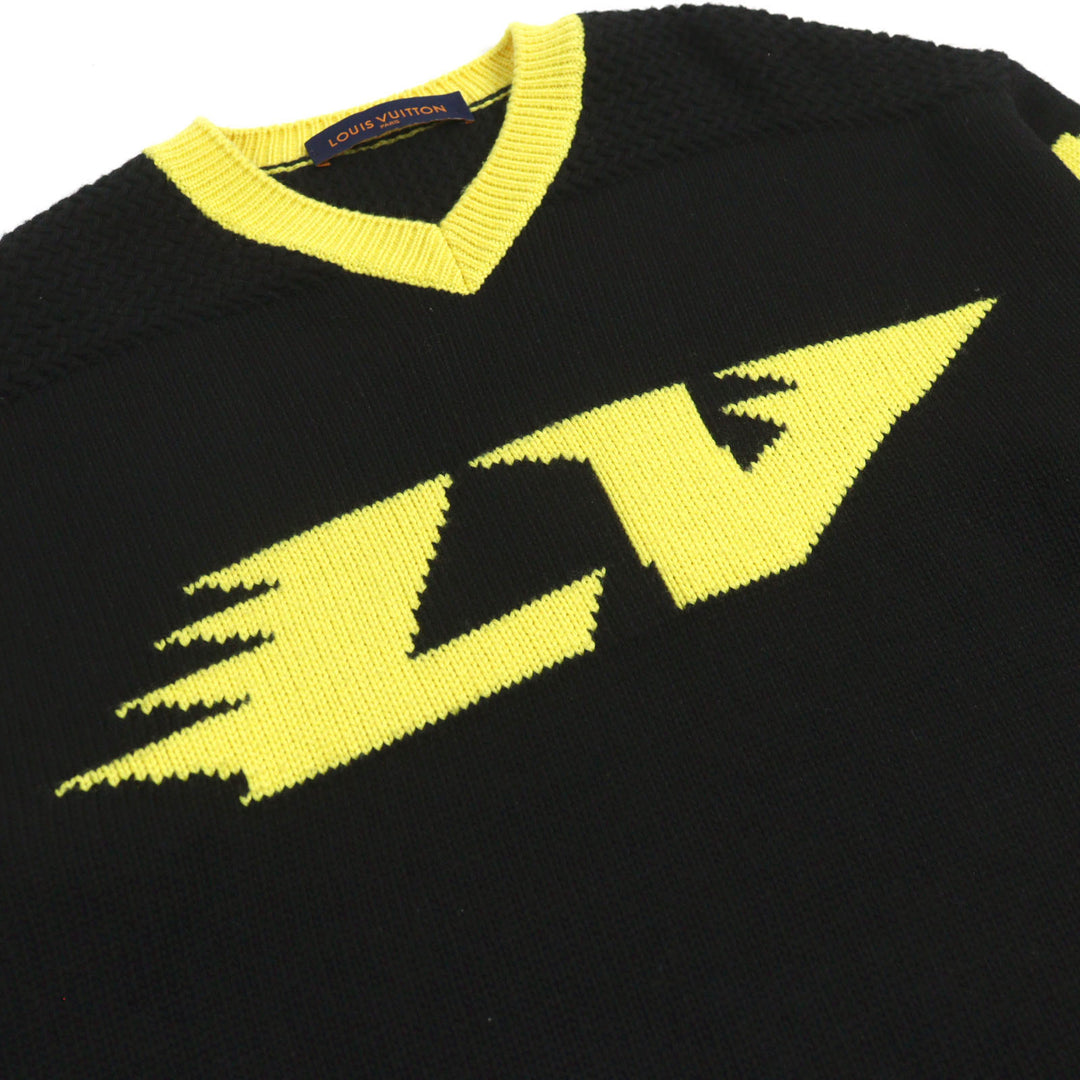 Great LOUIS VUITTON knit LV Intarsia football knit Amen Break logo embroidered S
