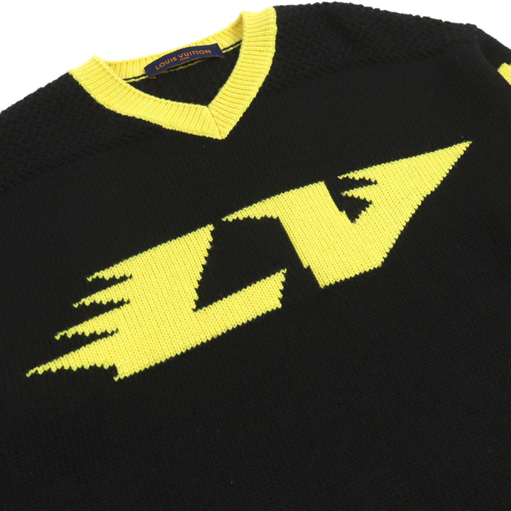 Great LOUIS VUITTON knit LV Intarsia football knit Amen Break logo embroidered S