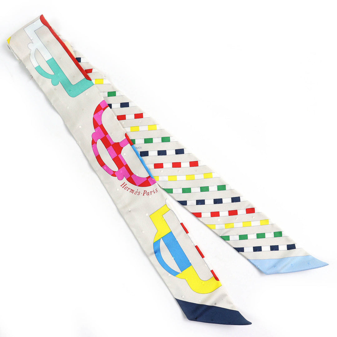 Pristine HERMES scarf BOVCLERIE MODERNE Modern buckle silk Women