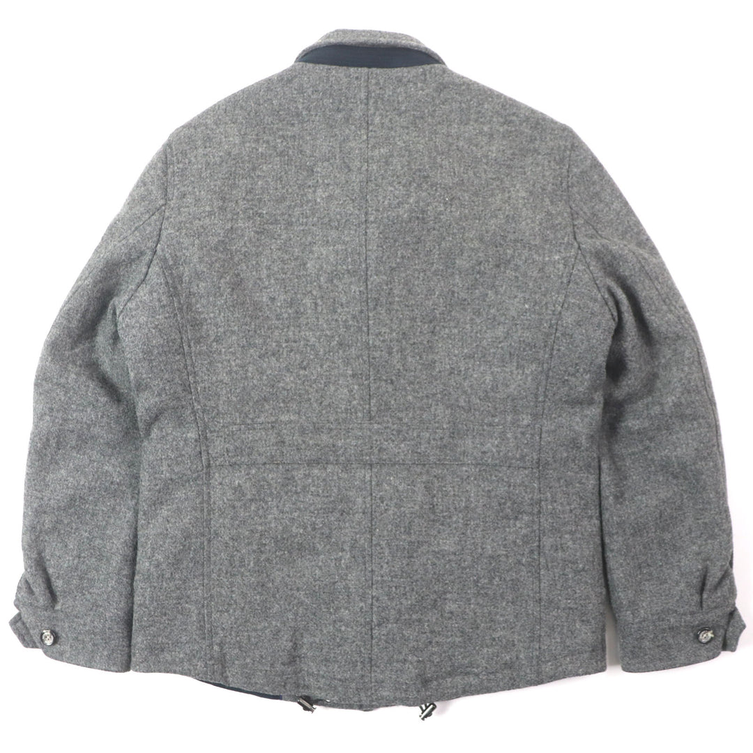 Excellent Aquascutum Down jacket Tweed Logo Buttons Hidden Front Zip Up gray wool mens M