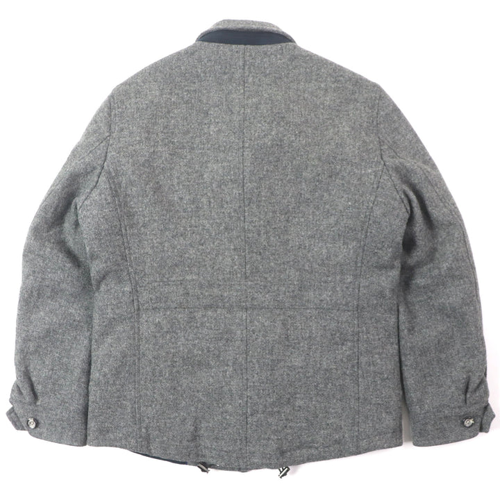 Excellent Aquascutum Down jacket Tweed Logo Buttons Hidden Front Zip Up gray wool mens M