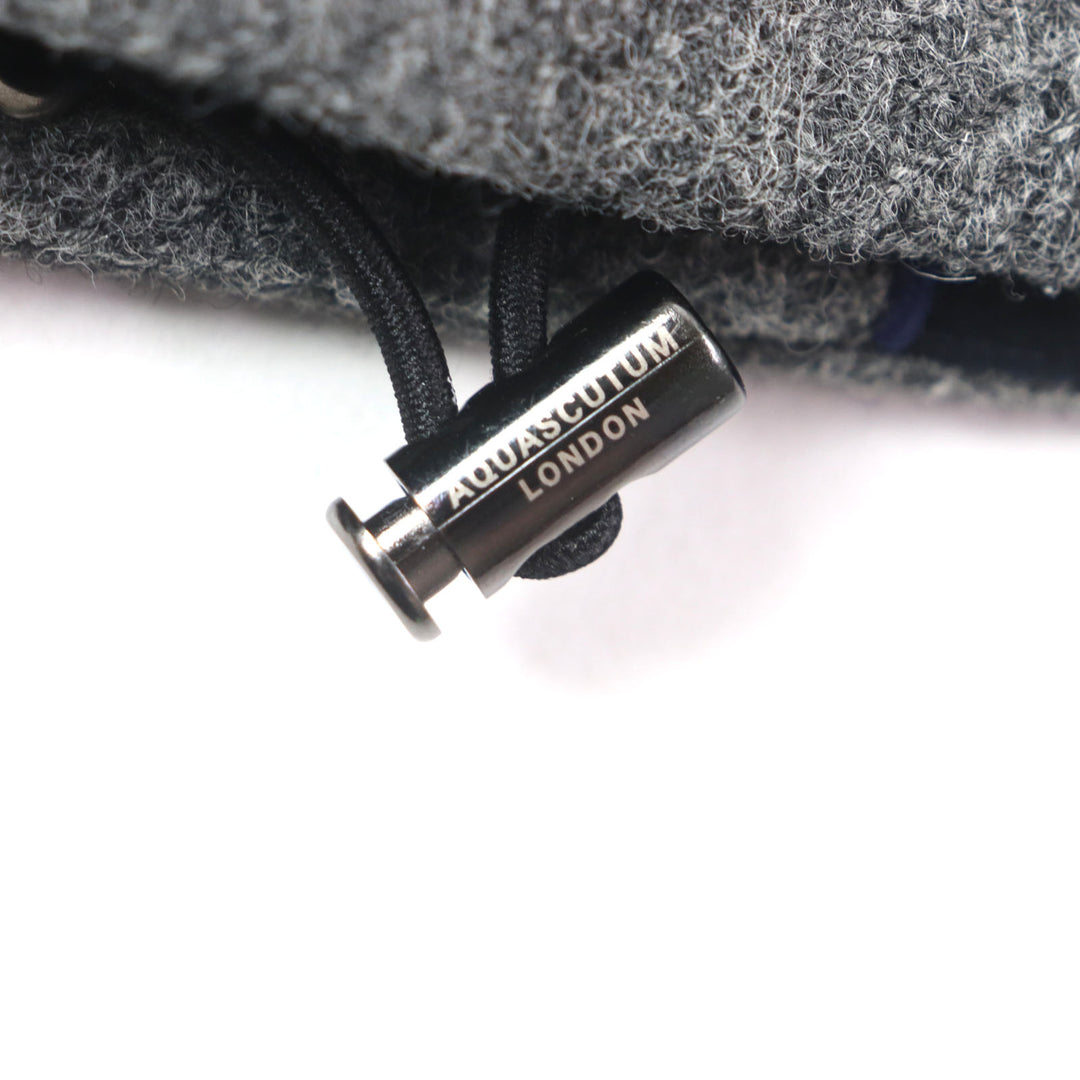 Excellent Aquascutum Down jacket Tweed Logo Buttons Hidden Front Zip Up gray wool mens M