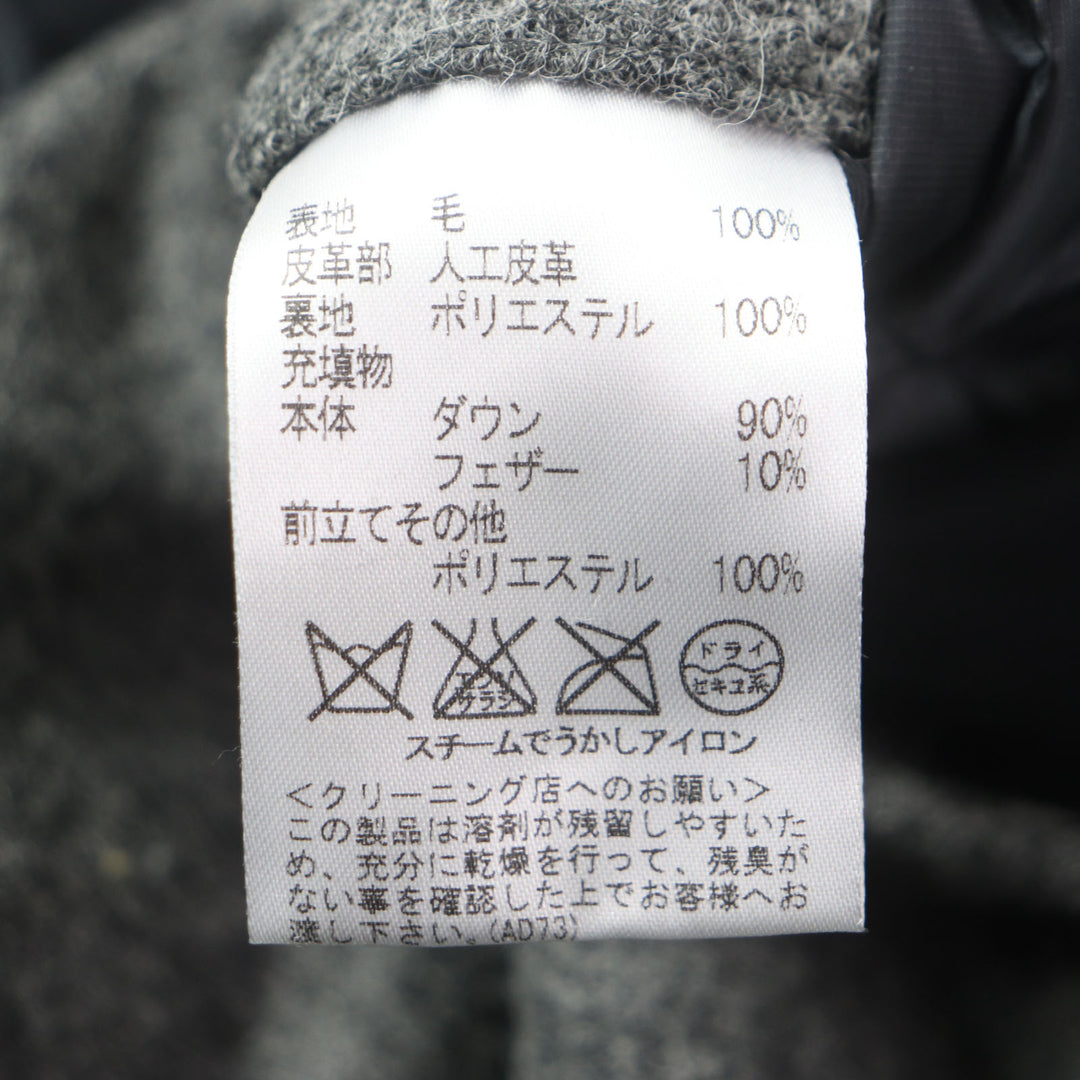 Excellent Aquascutum Down jacket Tweed Logo Buttons Hidden Front Zip Up gray wool mens M
