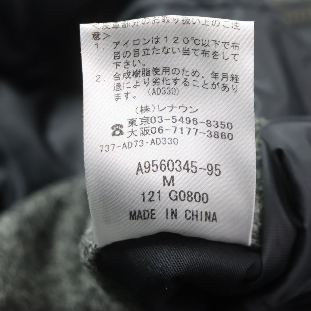 Excellent Aquascutum Down jacket Tweed Logo Buttons Hidden Front Zip Up gray wool mens M