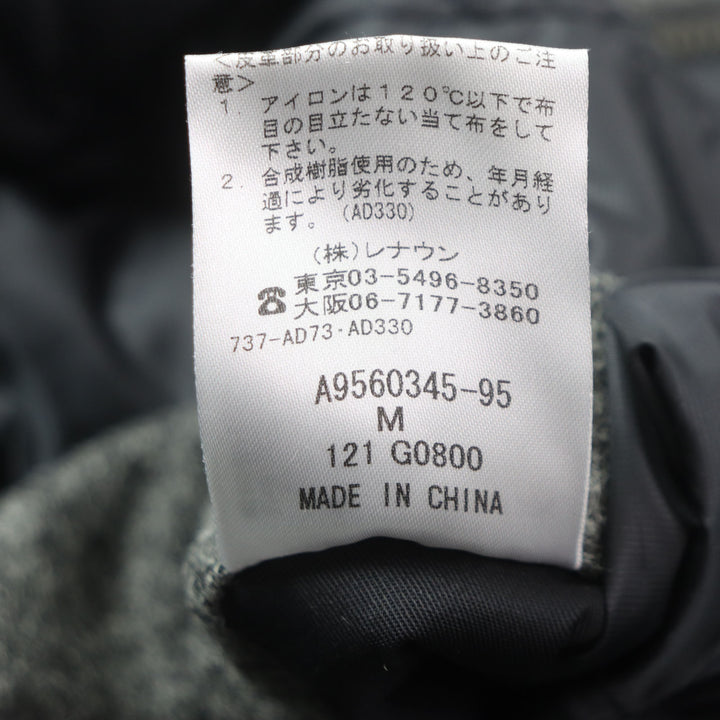 Excellent Aquascutum Down jacket Tweed Logo Buttons Hidden Front Zip Up gray wool mens M