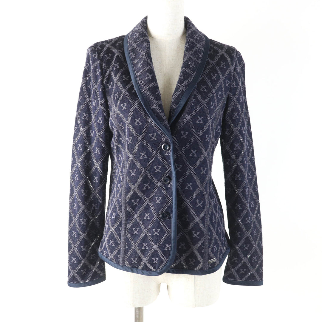 Excellent LEONARD FASHION Jacket With logo, all-over mesh, glitter knit Navy