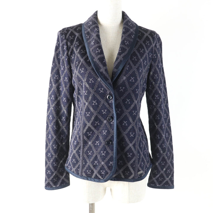 Excellent LEONARD FASHION Jacket With logo, all-over mesh, glitter knit Navy