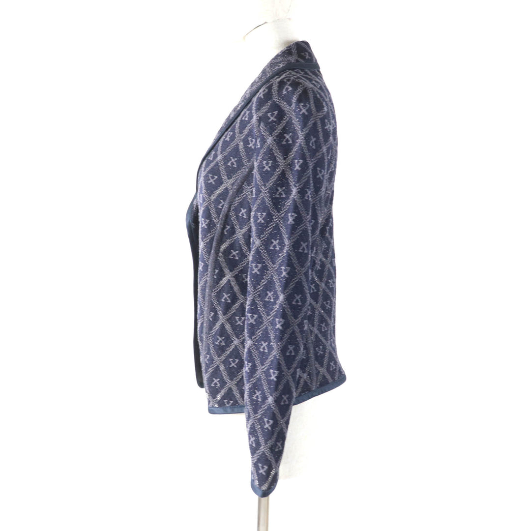 Excellent LEONARD FASHION Jacket With logo, all-over mesh, glitter knit Navy silk Women 40
