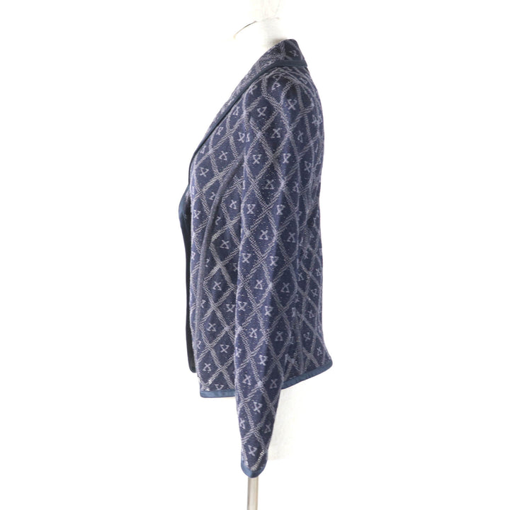Excellent LEONARD FASHION Jacket With logo, all-over mesh, glitter knit Navy silk Women 40