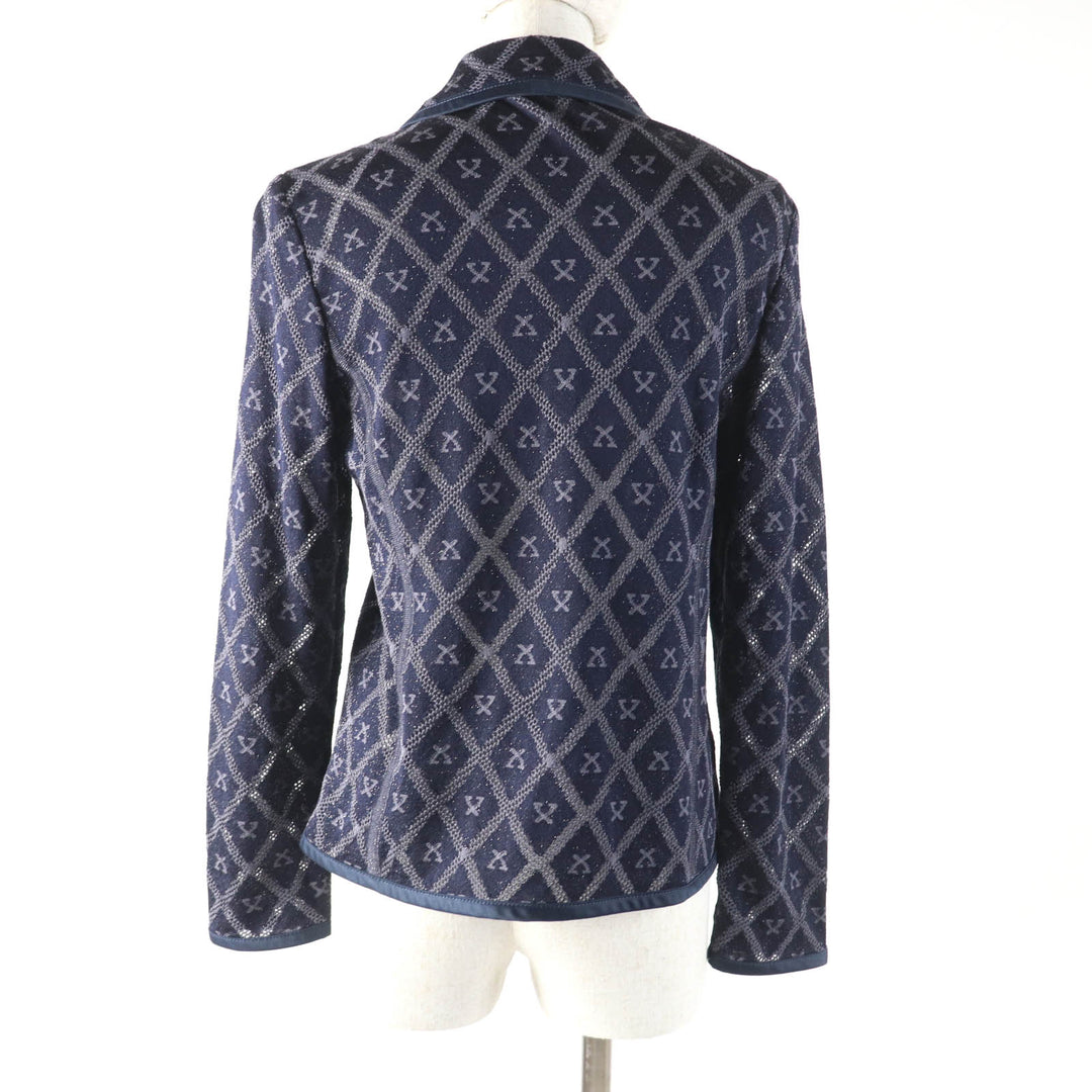 Excellent LEONARD FASHION Jacket With logo, all-over mesh, glitter knit Navy silk Women 40
