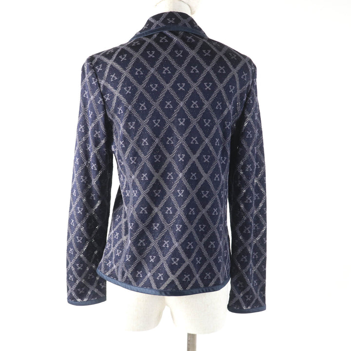 Excellent LEONARD FASHION Jacket With logo, all-over mesh, glitter knit Navy silk Women 40