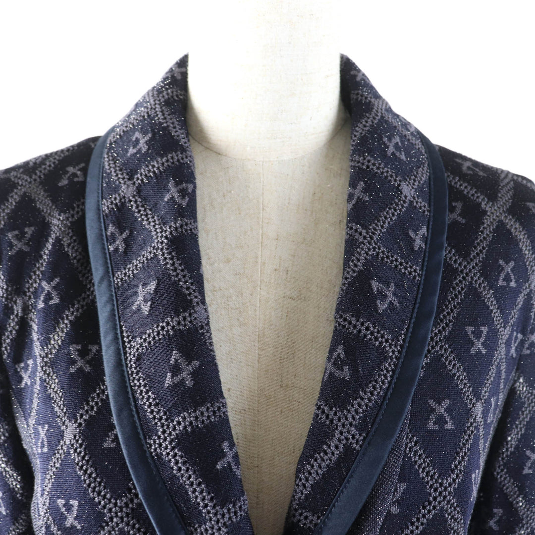 Excellent LEONARD FASHION Jacket With logo, all-over mesh, glitter knit Navy silk Women 40