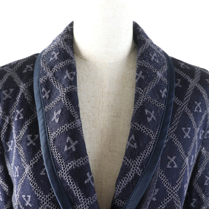 Excellent LEONARD FASHION Jacket With logo, all-over mesh, glitter knit Navy silk Women 40