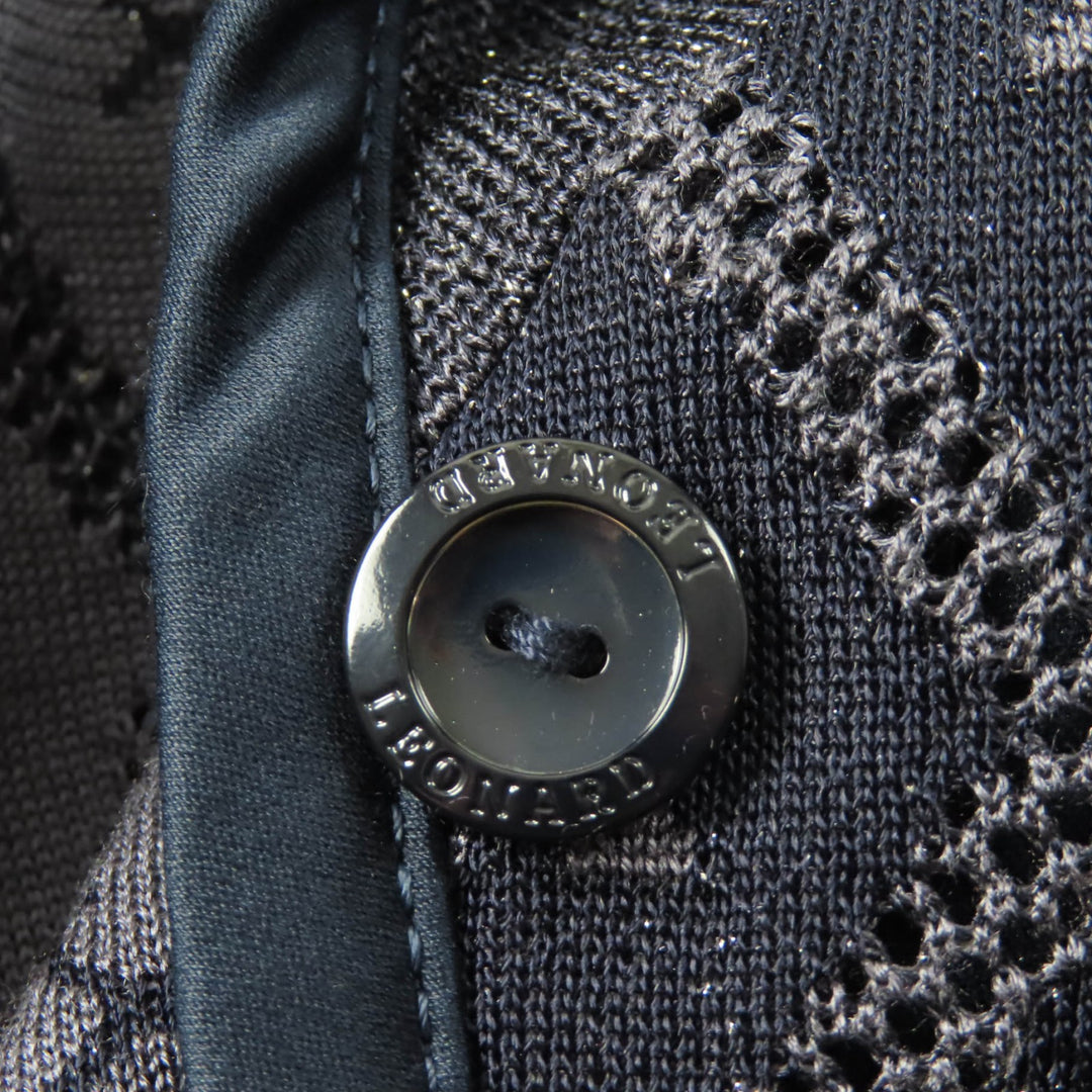 Excellent LEONARD FASHION Jacket With logo, all-over mesh, glitter knit Navy silk Women 40