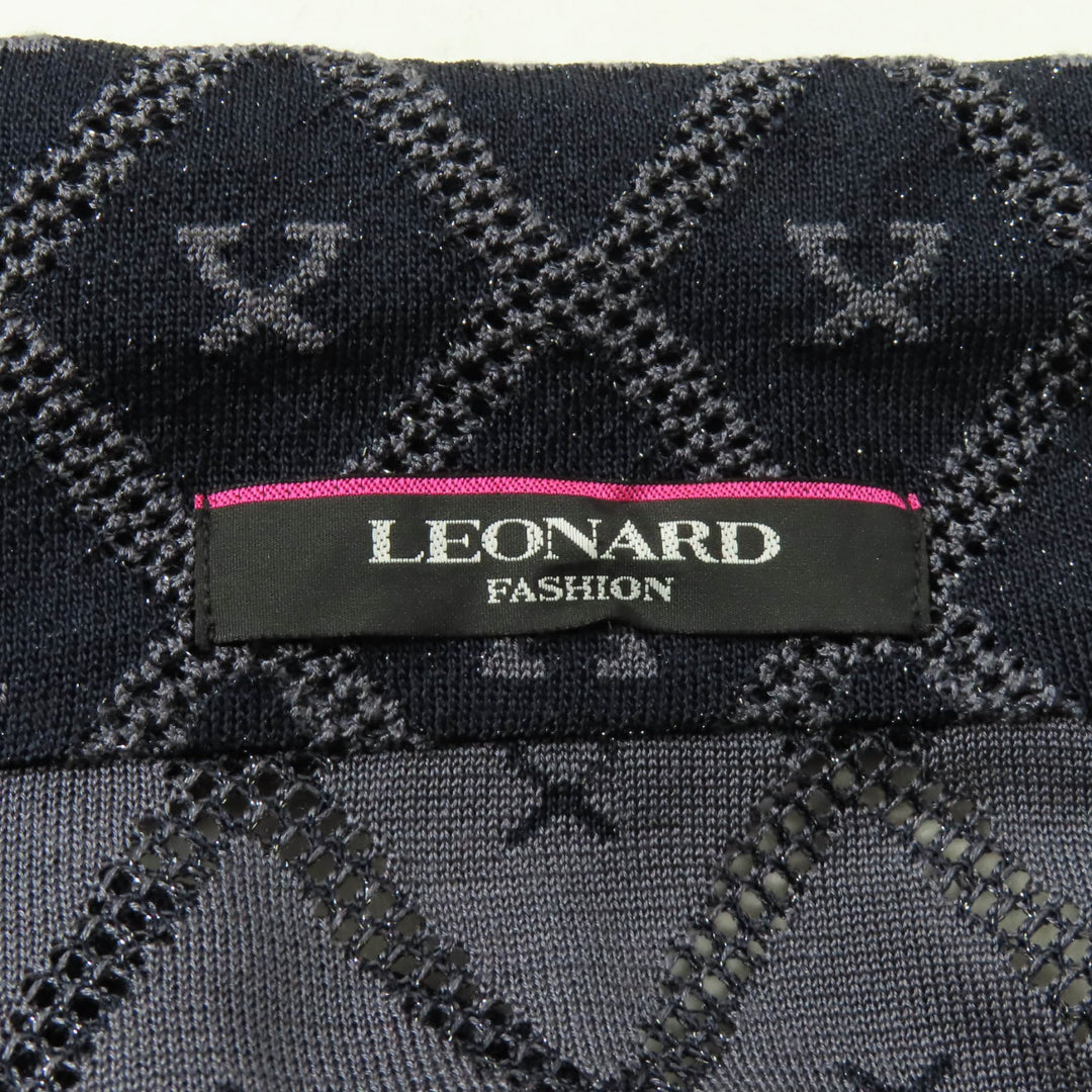 Excellent LEONARD FASHION Jacket With logo, all-over mesh, glitter knit Navy silk Women 40