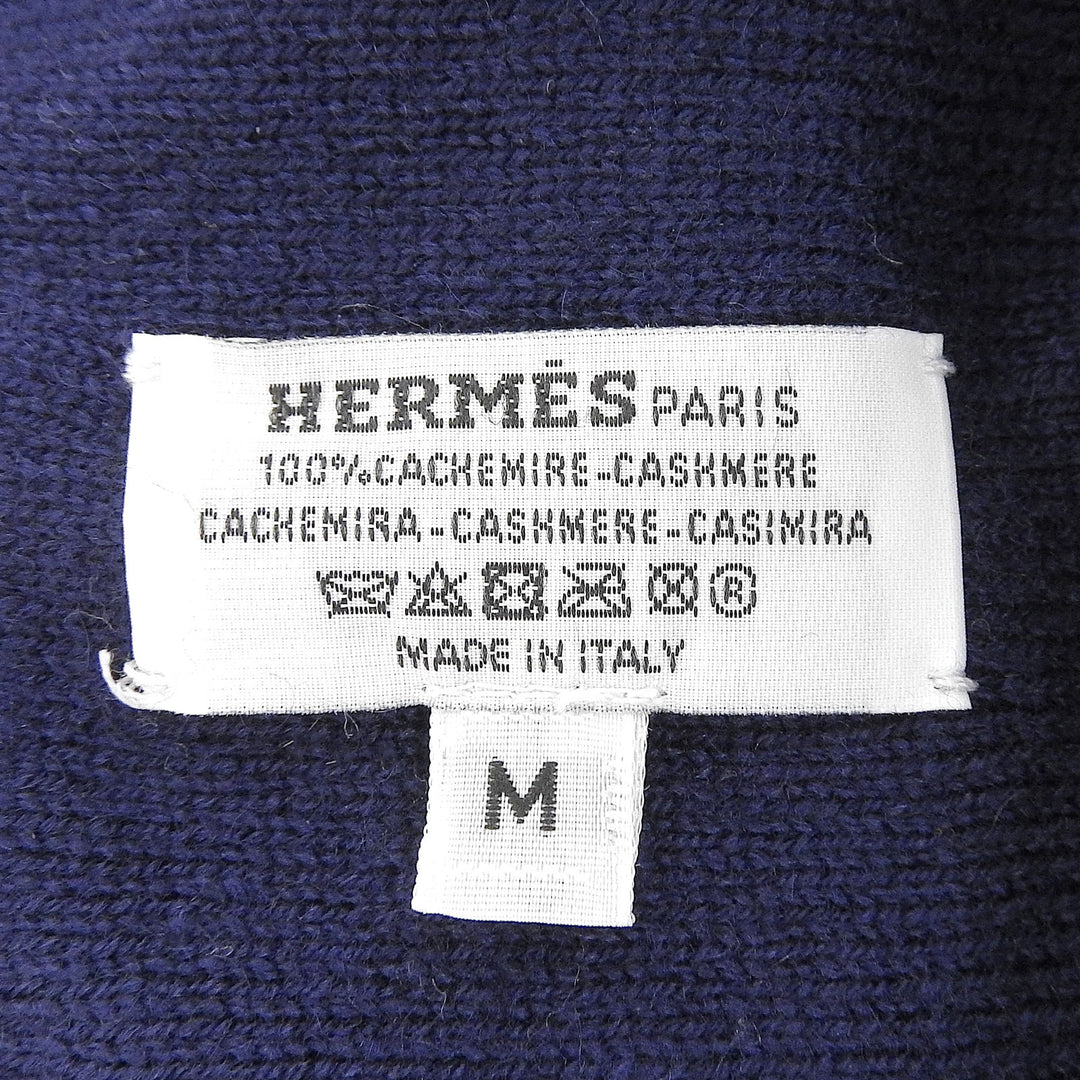 Pristine HERMES Knit cap BONNET FEMME H logo Navy cashmere Women M 232019N