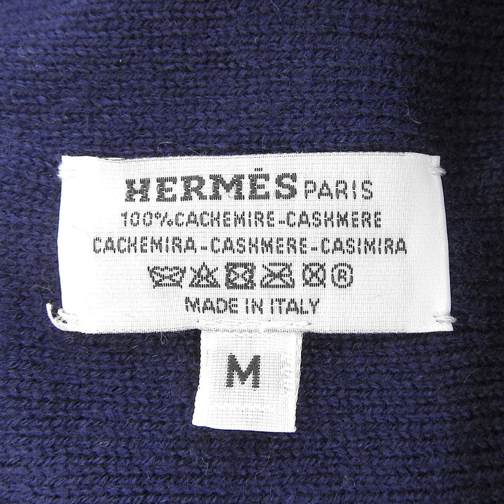 Pristine HERMES Knit cap BONNET FEMME H logo Navy cashmere Women M 232019N