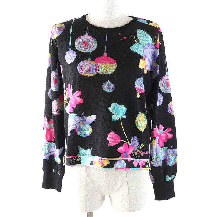 Great LEONARD SPORT knit Floral print Embroidered logo Long sleeves wool Women 42