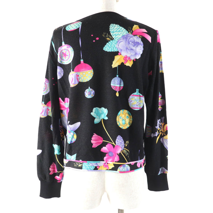 Great LEONARD SPORT knit Floral print Embroidered logo Long sleeves wool Women 42