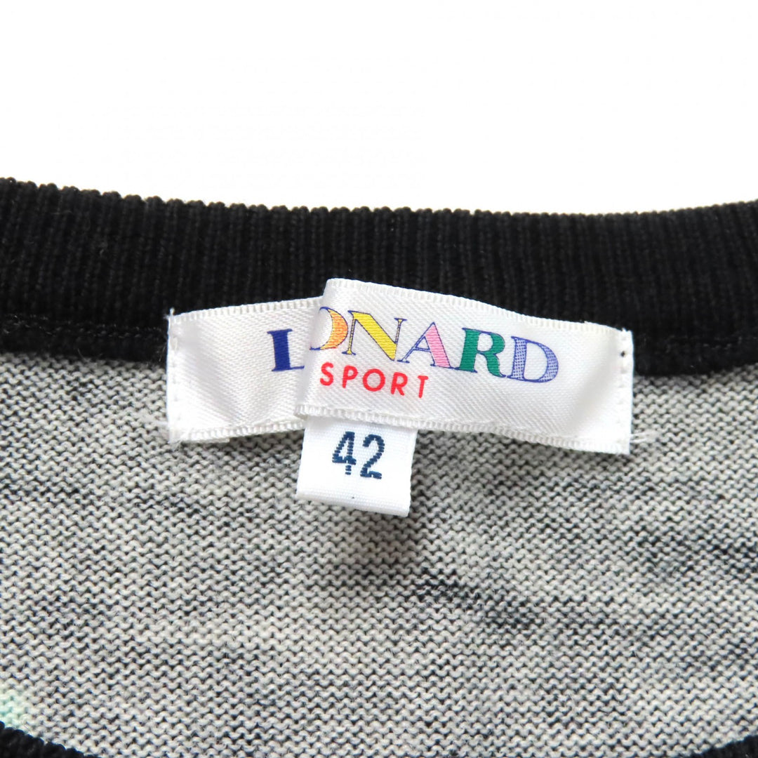 Great LEONARD SPORT knit Floral print Embroidered logo Long sleeves wool Women 42