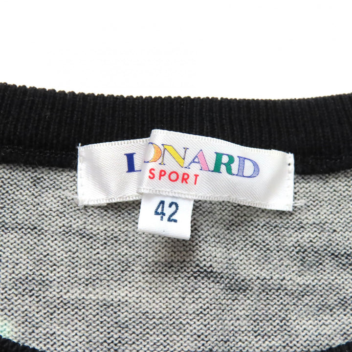 Great LEONARD SPORT knit Floral print Embroidered logo Long sleeves wool Women
