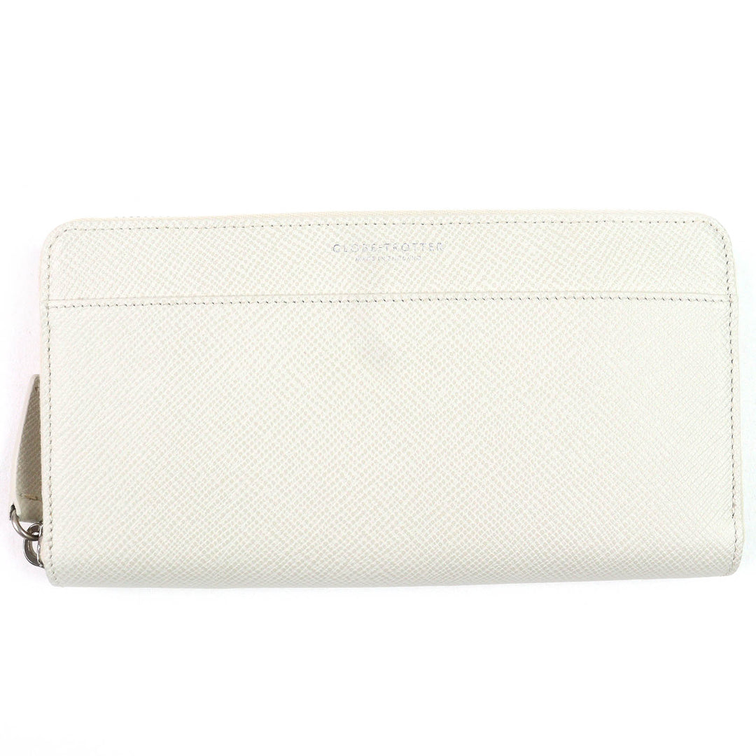 Excellent GLOBE TROTTER Purse Logo Zip Around Leather Long Wallet Light beige