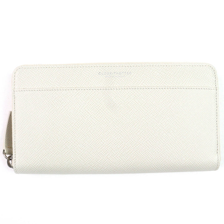 Excellent GLOBE TROTTER Purse Logo Zip Around Leather Long Wallet Light beige