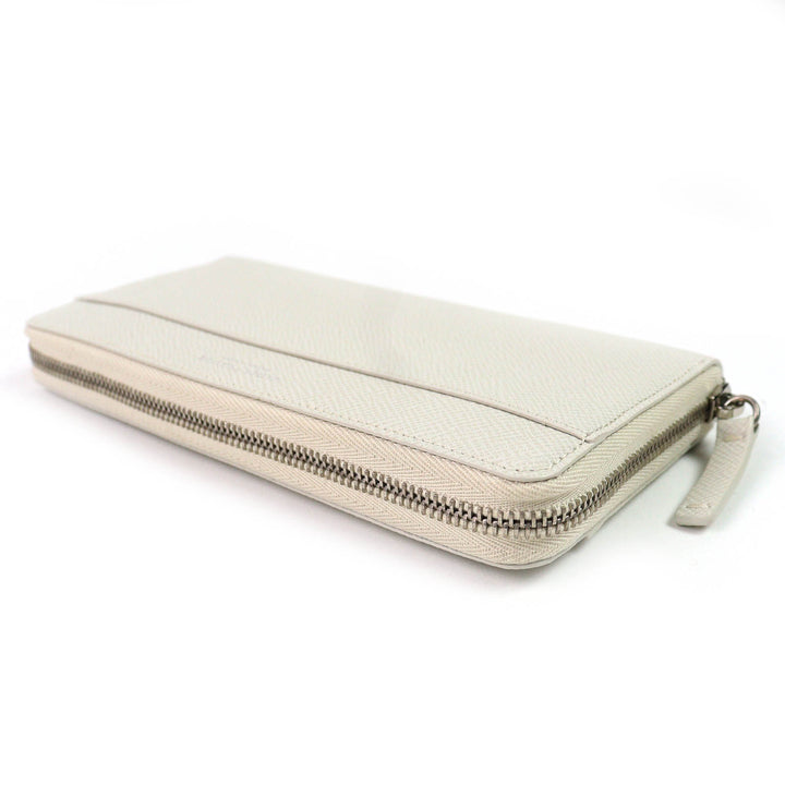Excellent GLOBE TROTTER Purse Logo Zip Around Leather Long Wallet Light beige