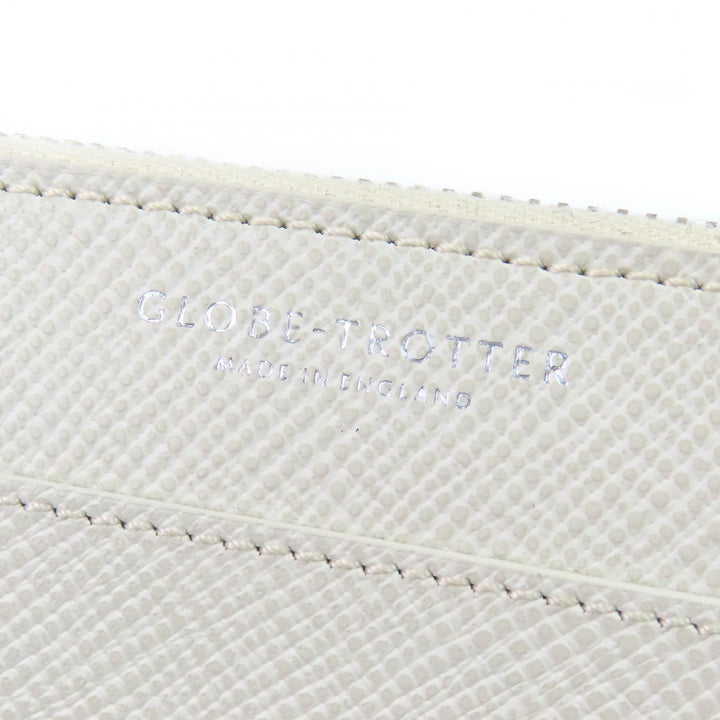 Excellent GLOBE TROTTER Purse Logo Zip Around Leather Long Wallet Light beige