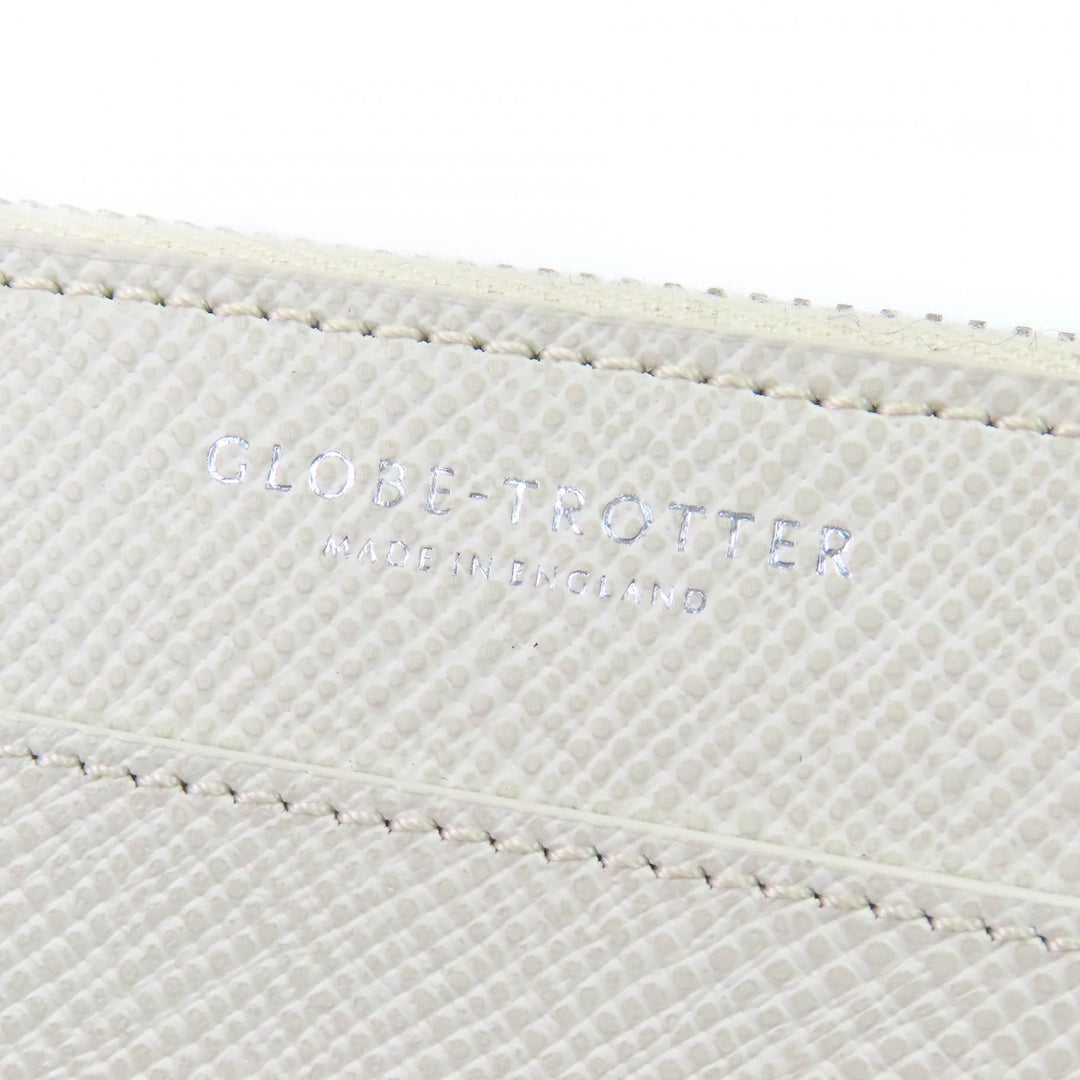 Excellent GLOBE TROTTER Purse Logo Zip Around Leather Long Wallet Light beige