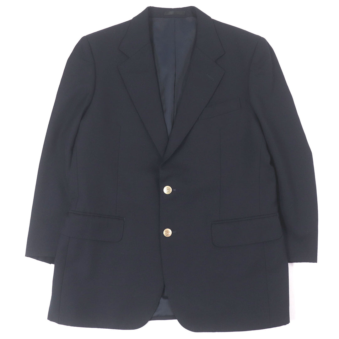 Excellent Burberrys tailored jacket Emblem Gold Button Single Navy wool mens
