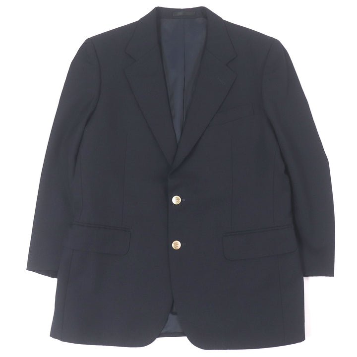 Excellent Burberrys tailored jacket Emblem Gold Button Single Navy wool mens