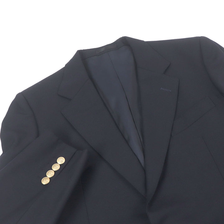 Excellent Burberrys tailored jacket Emblem Gold Button Single Navy wool mens