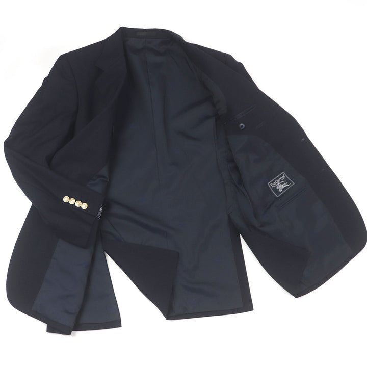 Excellent Burberrys tailored jacket Emblem Gold Button Single Navy wool mens