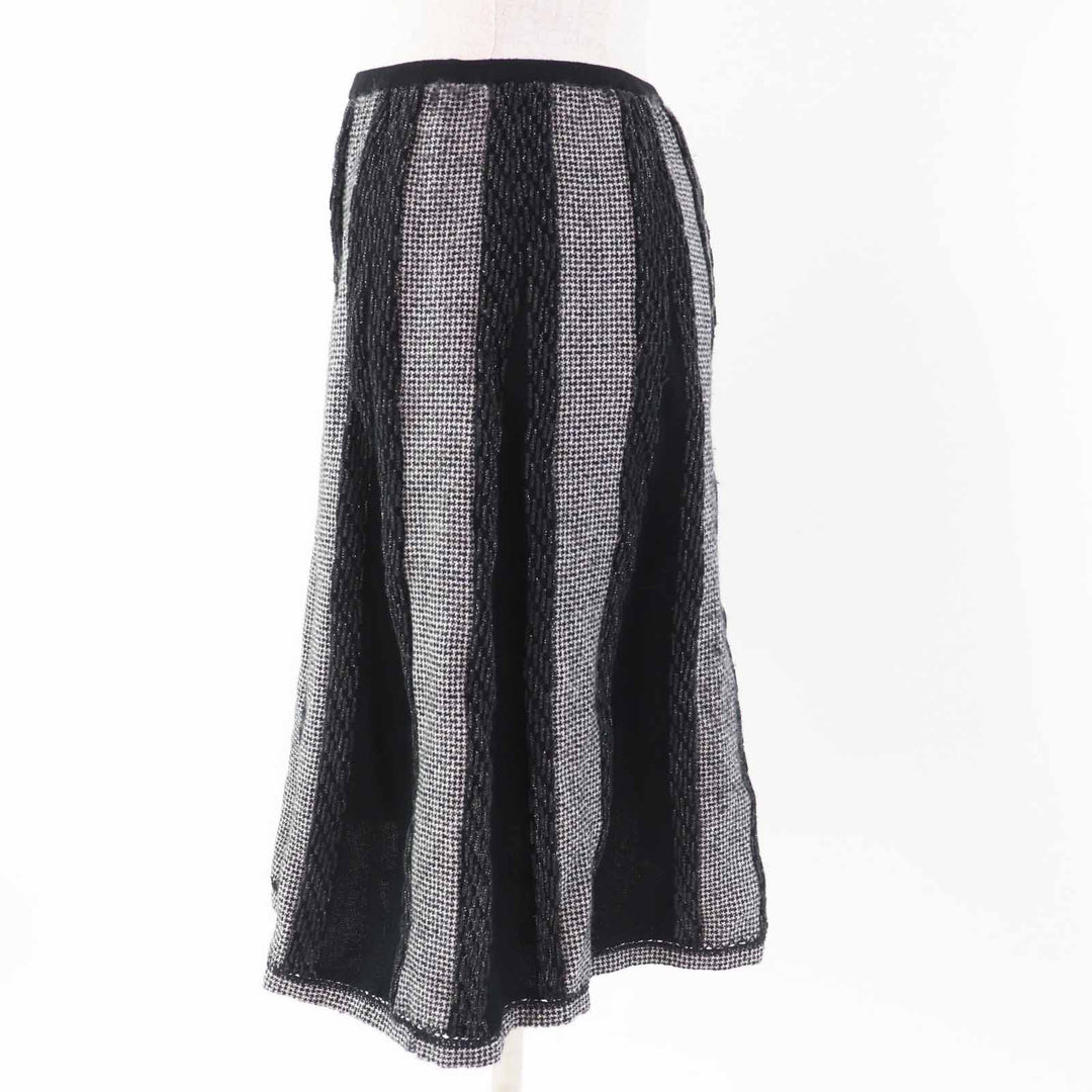 Excellent CHANEL skirt Comes with COCOMark plate Black gray white wool Women 40 05A P26661