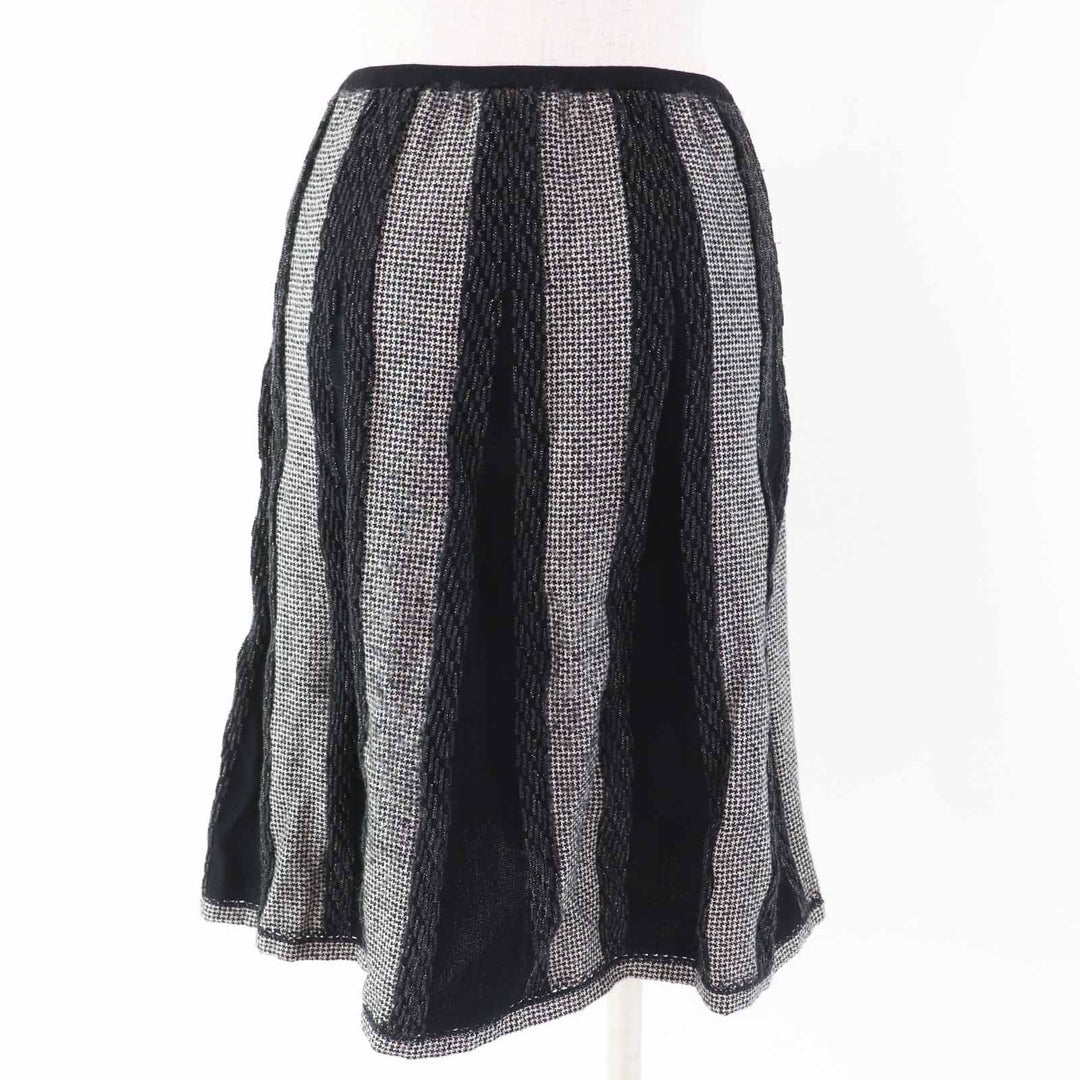 Excellent CHANEL skirt Comes with COCOMark plate Black gray white wool Women 40 05A P26661