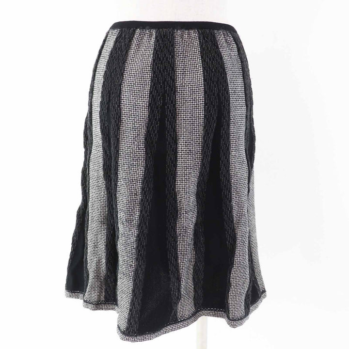 Excellent CHANEL skirt Comes with COCOMark plate Black gray white wool Women 40 05A P26661