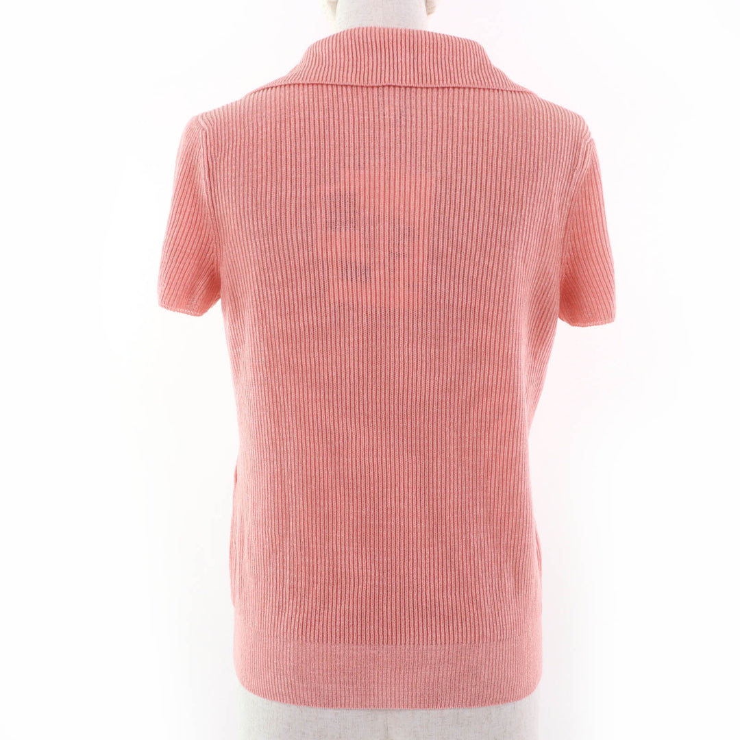 Discounted Pristine CHANEL knit Pearl COCO Mark Parts Short Sleeve pink 40 17P P56135K07344
