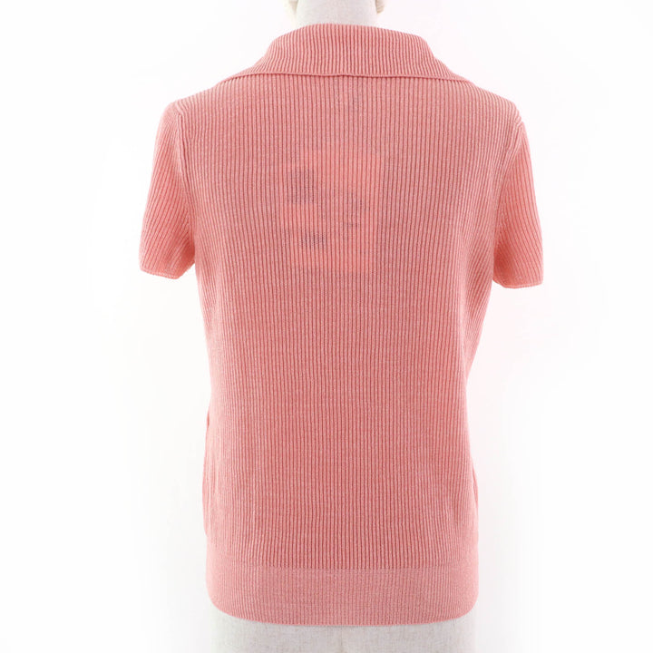 Discounted Pristine CHANEL knit Pearl COCO Mark Parts Short Sleeve pink 40 17P P56135K07344