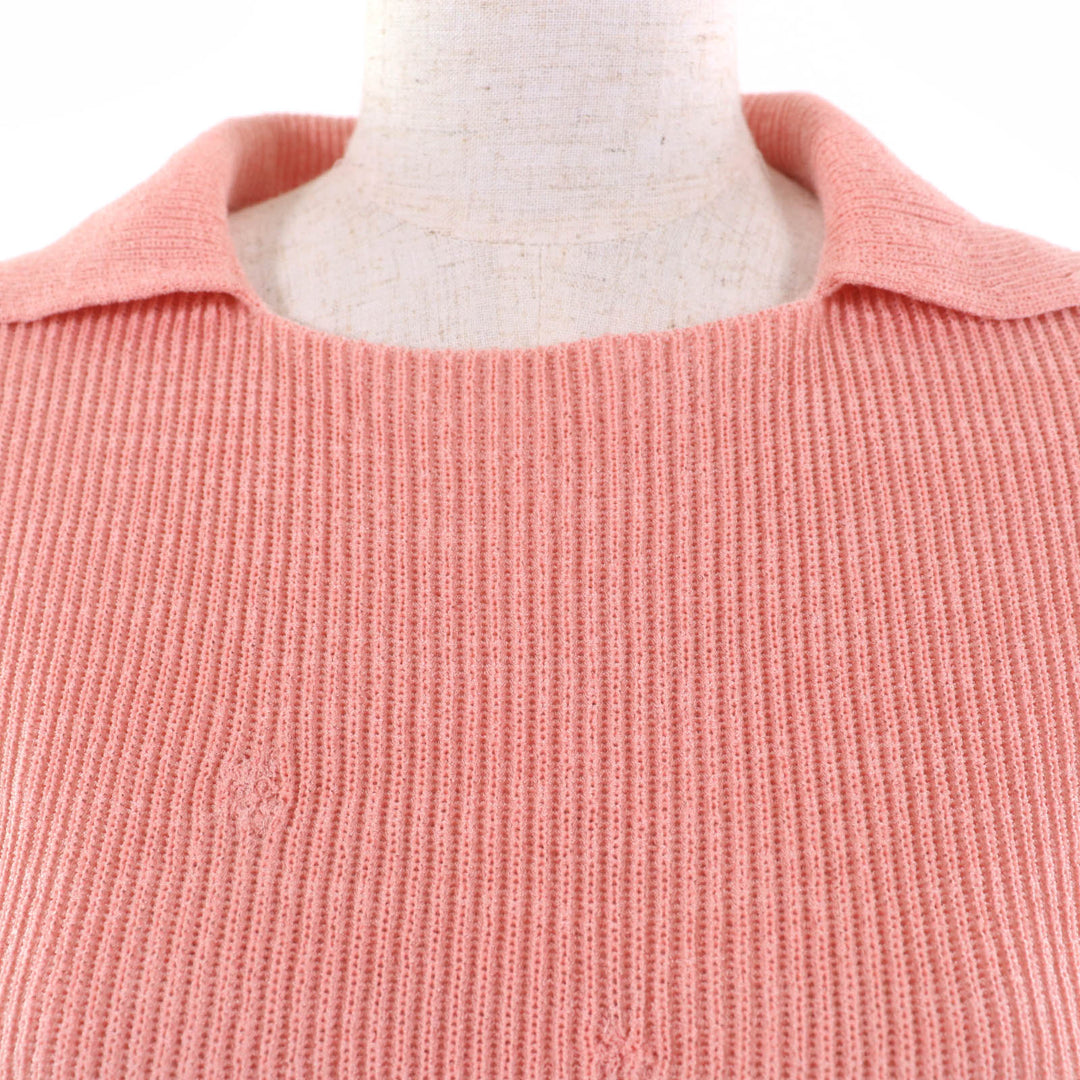 Discounted Pristine CHANEL knit Pearl COCO Mark Parts Short Sleeve pink 40 17P P56135K07344