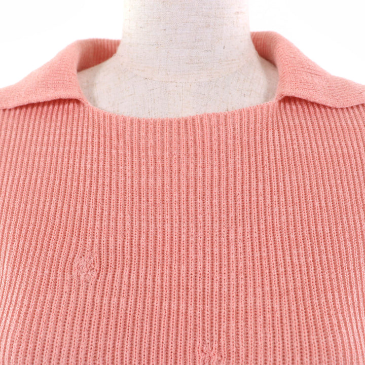 Discounted Pristine CHANEL knit Pearl COCO Mark Parts Short Sleeve pink 40 17P P56135K07344