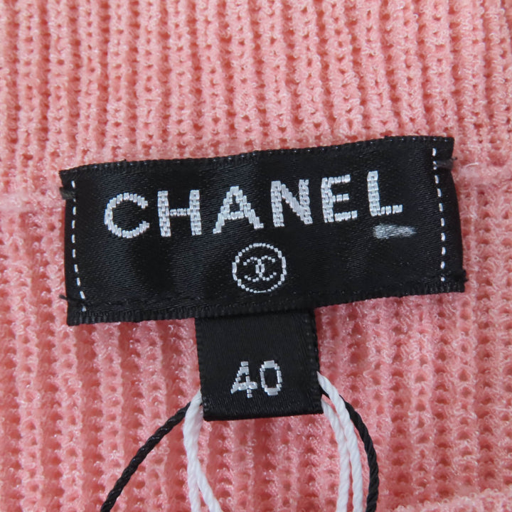 Discounted Pristine CHANEL knit Pearl COCO Mark Parts Short Sleeve pink 40 17P P56135K07344
