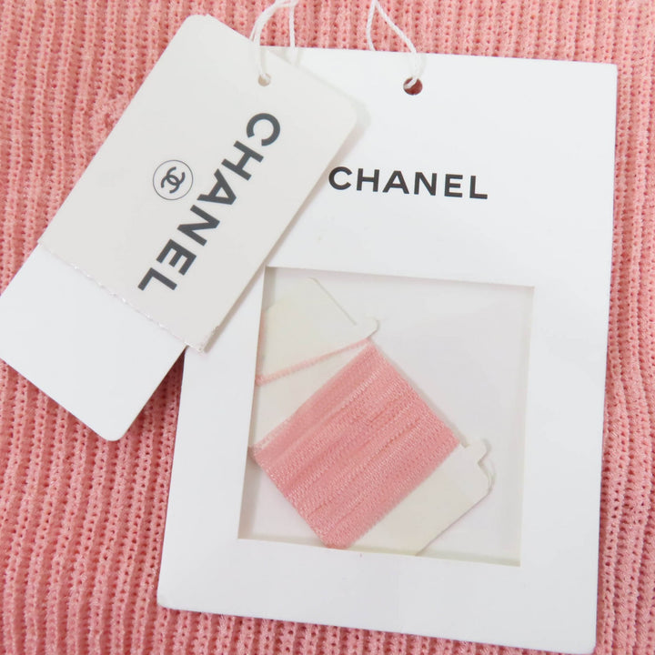 Discounted Pristine CHANEL knit Pearl COCO Mark Parts Short Sleeve pink 40 17P P56135K07344
