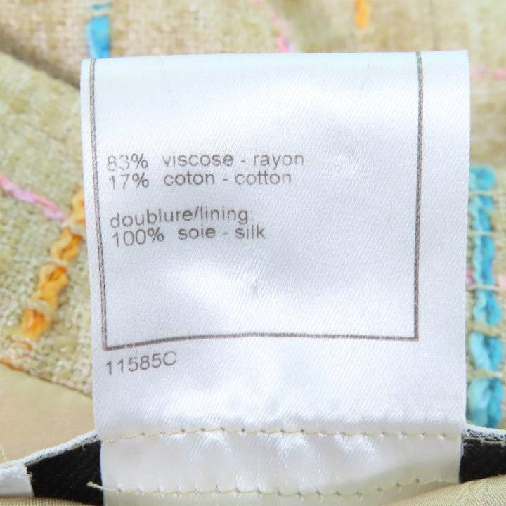 Excellent CHANEL coat COCO Mark buttoned tweed beige Viscose (rayon) Women 34 01P P17594