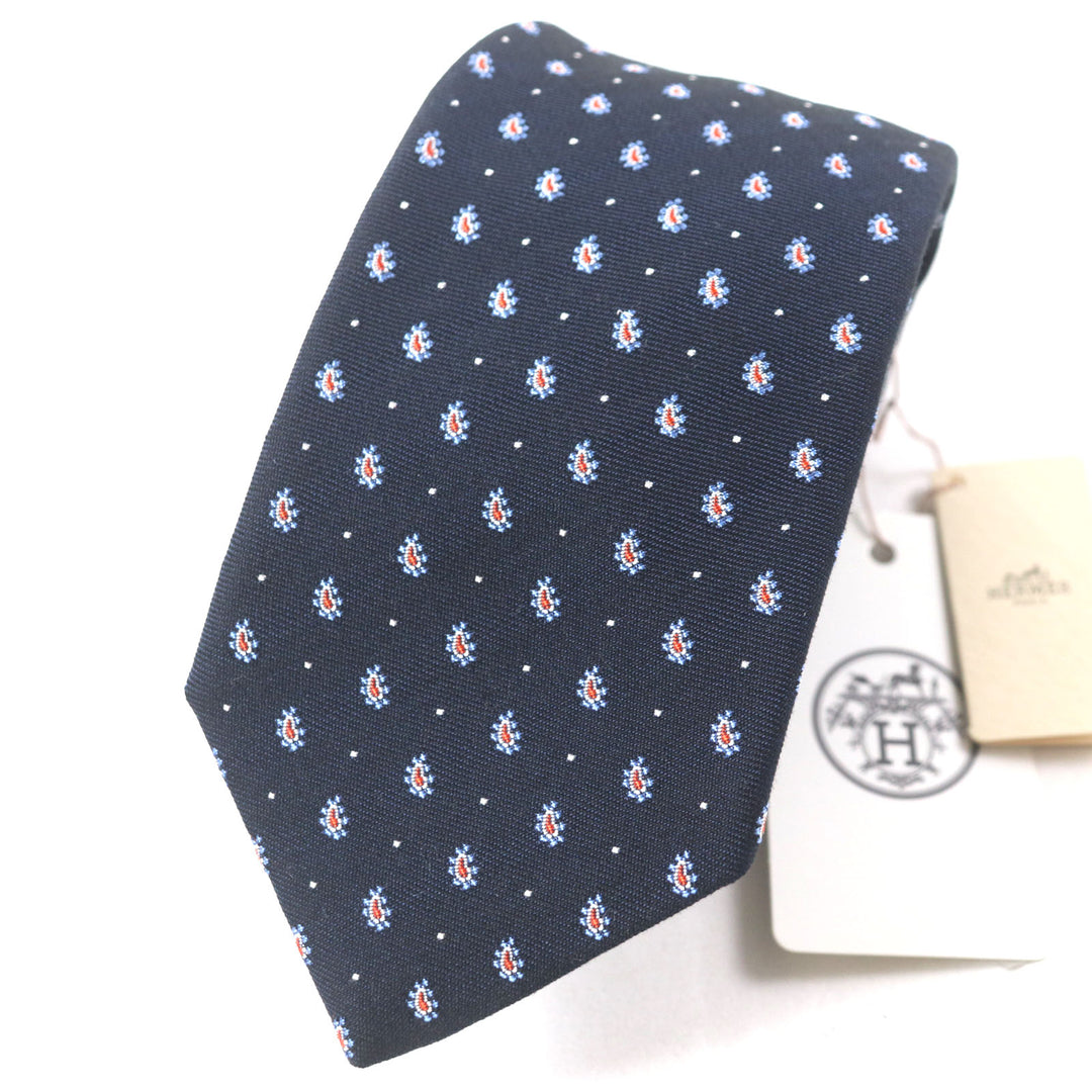 Pristine HERMES tie Cravat Paisley Dot silk mens 349289T