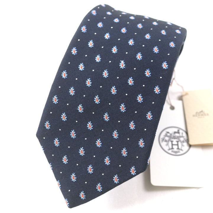 Pristine HERMES tie Cravat Paisley Dot silk mens 349289T